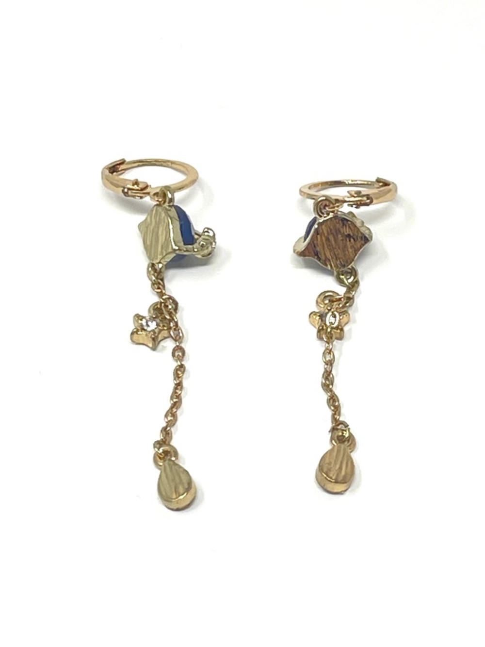 New Free People Lapis Dangle Gold Earrings - Picture 5 of 5